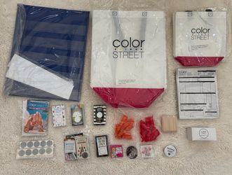 Color Street Nails vendor supplies lot - promo materials, tote bags + more