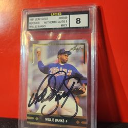 1991 Leaf Gold BC5 Willie Banks Autographed Rookie Card UCG 8 NM-MT