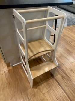Convertible kids Learning Tower Kitchen Helper White Wood