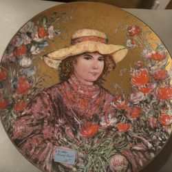 Edna Hibel "Peony" Collector Plate from the "Flower Girl" series.