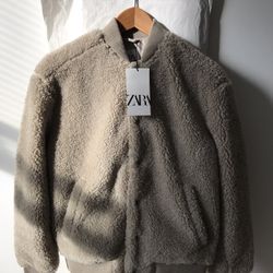 Zara Man Fleece Bomber Jacket- Size S