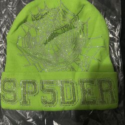 Sp5der Worldwide X Young Thug Slime Green Web Beanie One Size