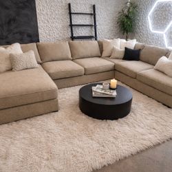 FREE DELIVERY Tan Large U Shaped Sectional Couch 