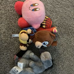 3 Plushies Kirby Banjo And Eeyore From Winnie The Pooh 