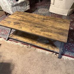 Wood And Metal Industrial Style Coffee Table