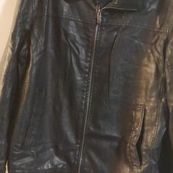 Mens 2xl Black Leather Coat  Dockers Brand