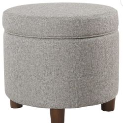 HOMEPOP Round Storage Ottoman - Gray