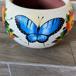Mexican Hand Painted Clay Pot