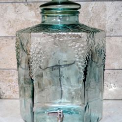 Italian SVE Aqua Glass 2.5  Gallon Dispenser with Brass Spigot, Made in Italy
