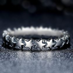 "Star Connected Cute Sweet Silver Star Ring for Women, VIP133
  