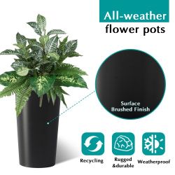 2 Pack Tall 21.7 in Planters for Outdoor Plants Modern Tall Square Planter Box Indoor Outdoor Porch Patio Flower Pot Modern Big Tapered Matte Tree Flo