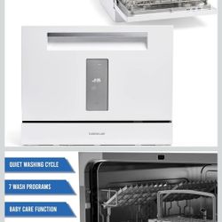 Farberware Compact 6-Place Setting Dishwasher - Portable Mini Countertop Dishwasher With 7 Wash Programs - Perfect For Small Spaces Like Apartment, 