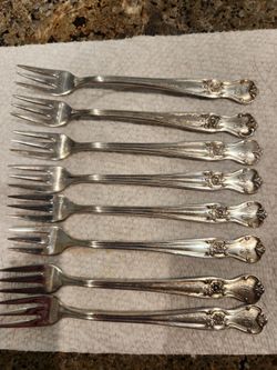 8 vintage silverplate cocktail Forks by Old Company