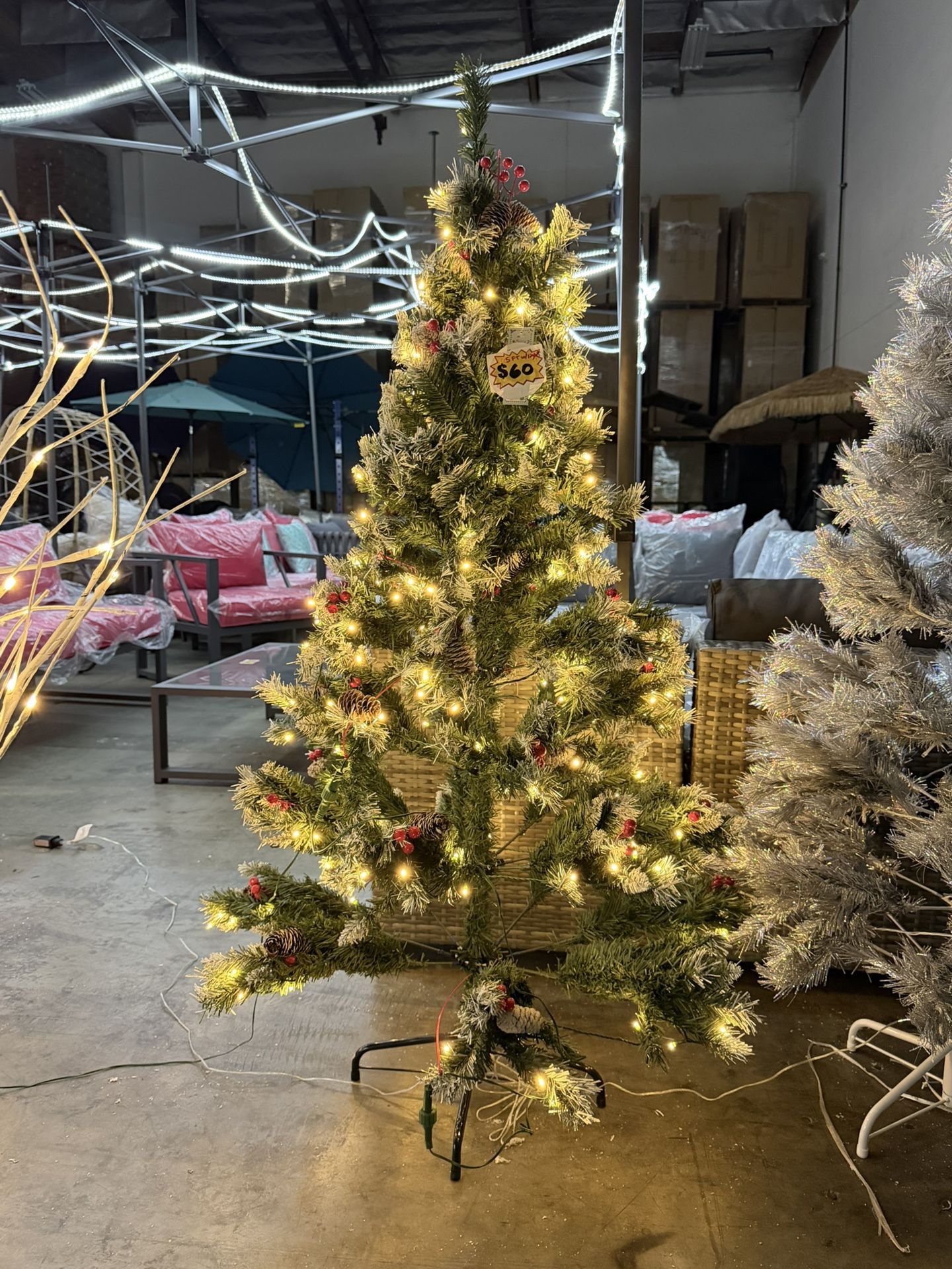 7 FT Pre-Lit Christmas Tree Full Prelighted Artificial Xmas Tree