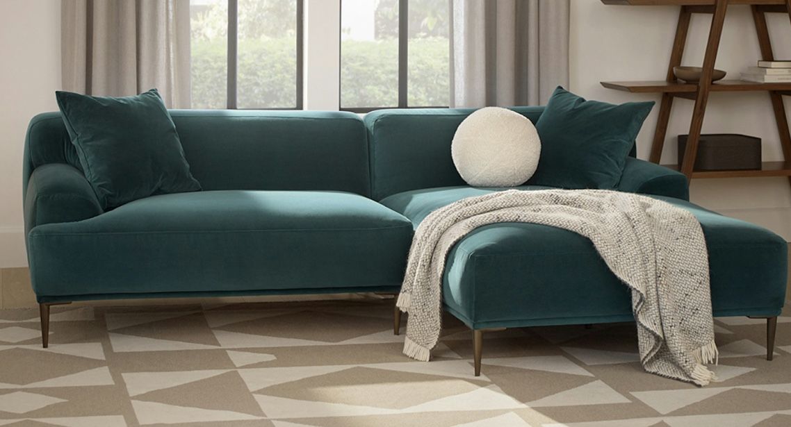 Article Abisko Plush Pacific Blue Right Sectional ❤️