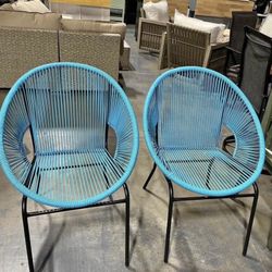 Assembled New Outdoor Patio Dining Chairs Set of 2,Round Wicker Chairs with Backrest Nusa Chairs Bis