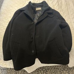 Authentic Black Calvin Klein Wool Coat Size 44R