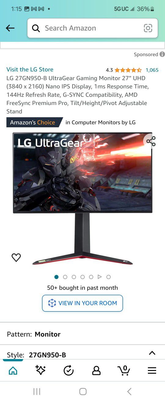 LG 27GN950-B UltraGear Gaming Monitor 27” UHD (3840 x 2160) Read Description 

