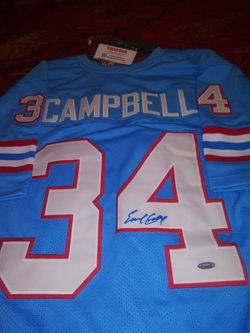 Beautiful, brand new, Hall of Famer " Earl Campbell " autographed jersey with the Certificate of Authenticity!!!