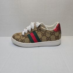 Gucci Ace GG Supeme Kids  Beige Green