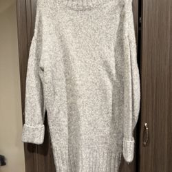 Express Grey Thick Woven Ling Sleeve Dress (S)