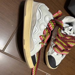 Lanvin leather Curb Sneakers White Ivory Size 46