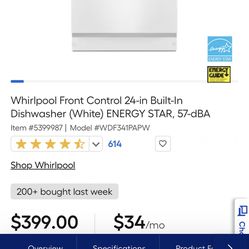 Whirlpool Dishwasher Quiet Partner II OBO