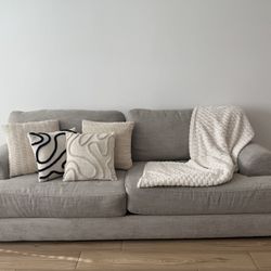 Modern Gray Fabric Sofa – Gently Used, Great Condition