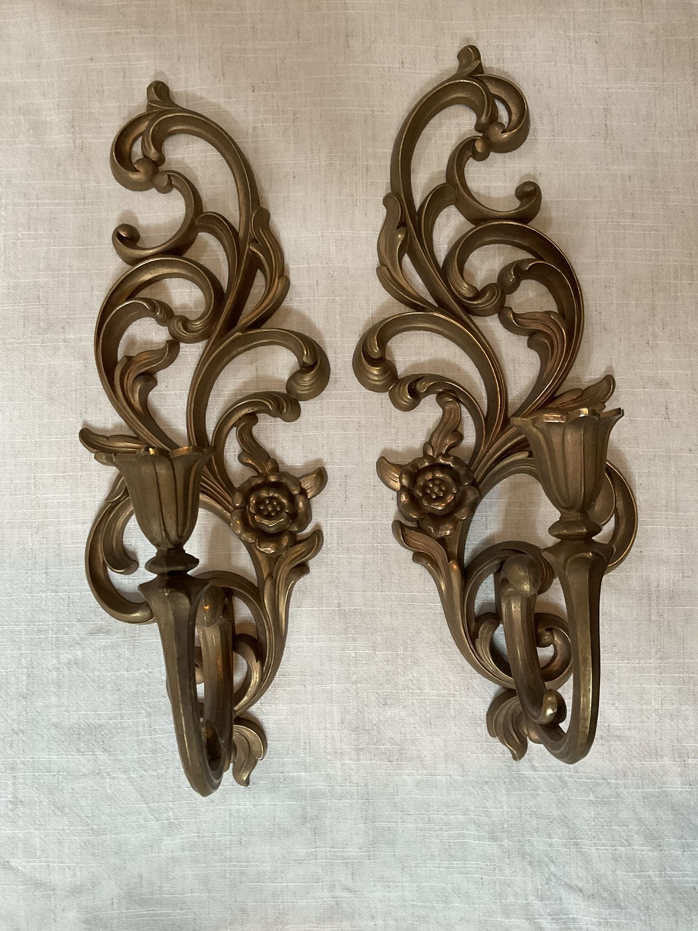 Syroco Candle Sconces Vintage Set Of 2 