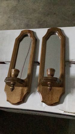 Vintage pair wooden candle holders 18 inch tall
