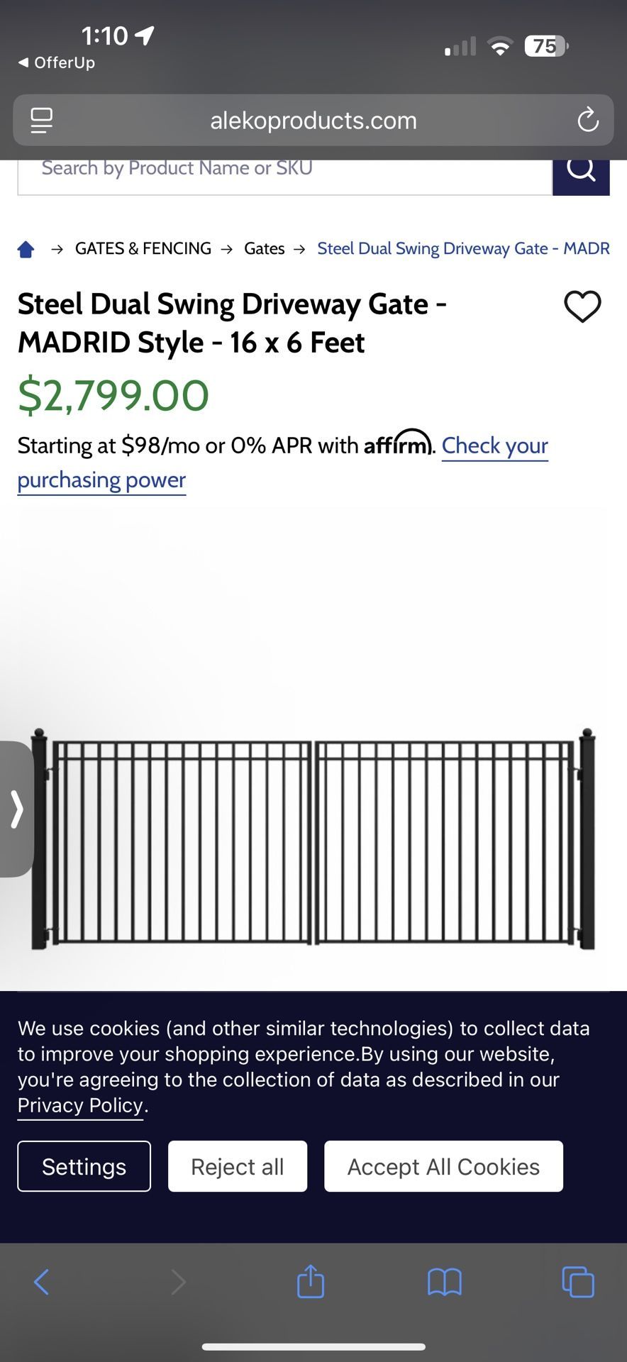 20 Foot Steel Fence 5ft Tall By 20 Ft Wide