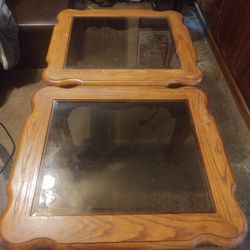 Wood And Glass End Tables