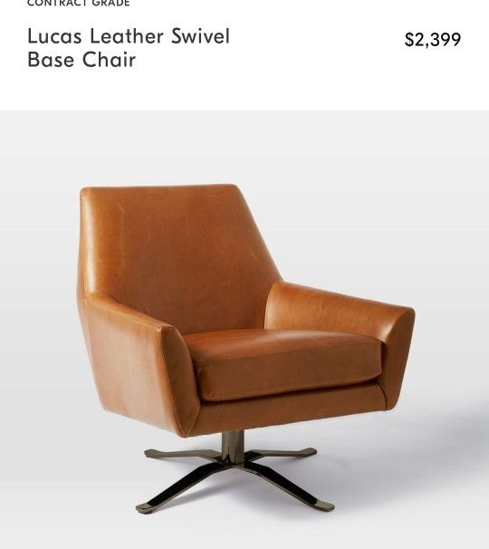 West Elm - Lucas Leather Swivel Base Chair