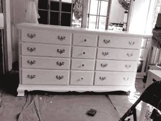 12 drawer solid wood white maple vintage dresser