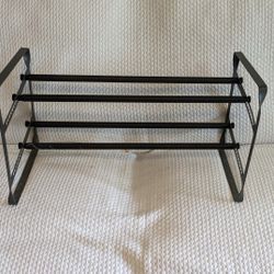 Shoe Rack Expandable Organizer Black Metal Adjustable Home Decor 