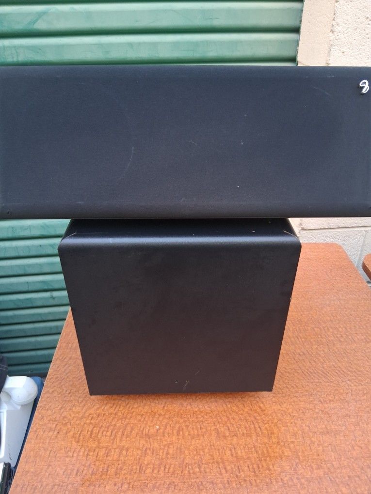 Infinity Subwoofer And Center Speakers.