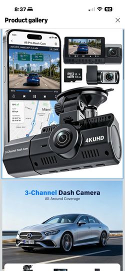 Brand new in box! 4K+2.5K+2.5K Dash Cam, IMX675 STARVIS 2 Dash Camera 3-Channel, Free 64GB Card, Dashcam with 5G WiFi GPS, G-Sensor,Loop Recording, HD