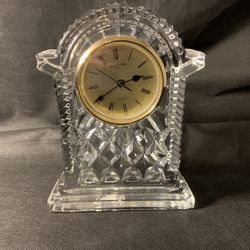 Vtg Waterford Crystal Gold Face Mantle Carriage Clock