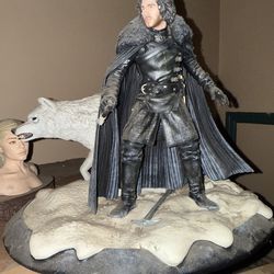 🔥 Game of Thrones Jon Snow & Ghost Statue – Rare Collectible! 🔥