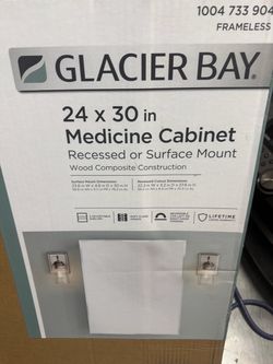 Glacier Bay 23.6 in. W x 30 in. H Rectangular Wood Composite Medicine Cabinet with Mirror