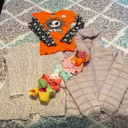 Girls Size 7/8 Shirt, Sweater, Jacket And 9 Nice Bows  $20
