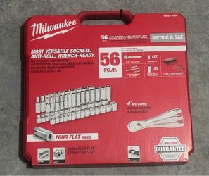 Milwaukee 56-piece 3/8” Drive SAE/Metric Ratchet & Socket Set.