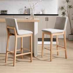 NEW Set of 2 Chairus Gray Upholstered Bar Stools / Counter Stools – Brand New In Box!