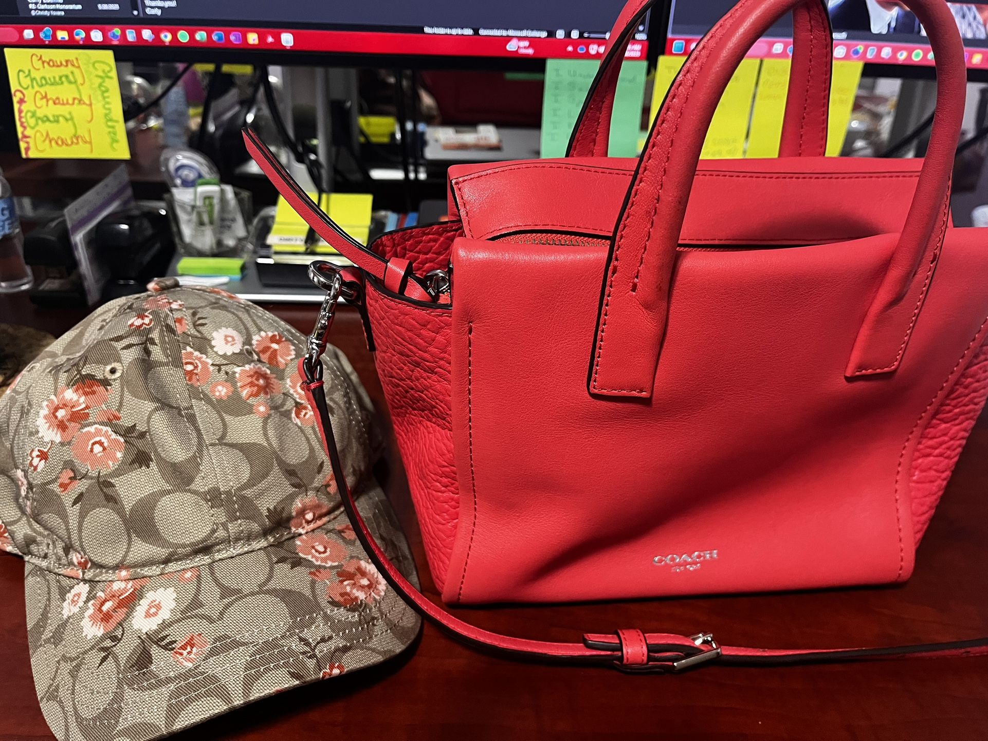COACH- Bleeker Coral Purse W/ Brand New Matching Hat