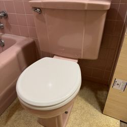 Vintage 50s Toilet Sink Towel Bar Pink Mid Century 