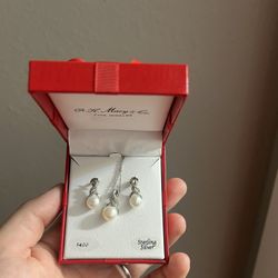 Silver earrings and necklace