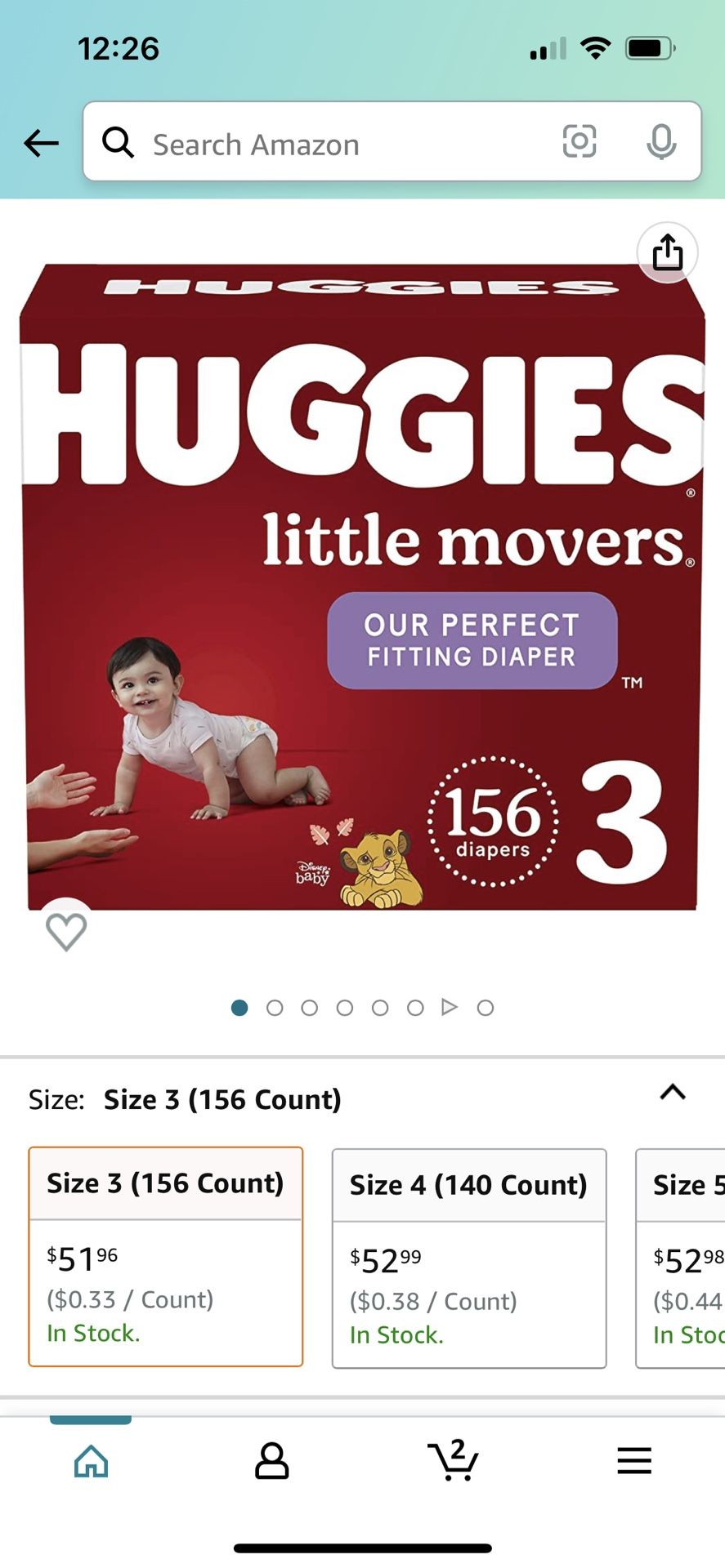Huggies diaper Size 3 156 Count - Brand new