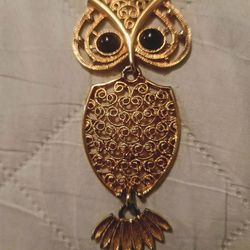 Vintage Night Owl Necklace Pendent By Sarah Coventry