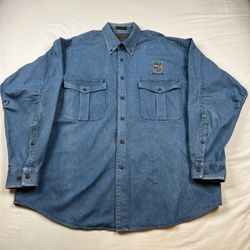 Browning Shirt Men’s XL Blue Denim Button Down VTG Mallard Duck Outdoor Hunt