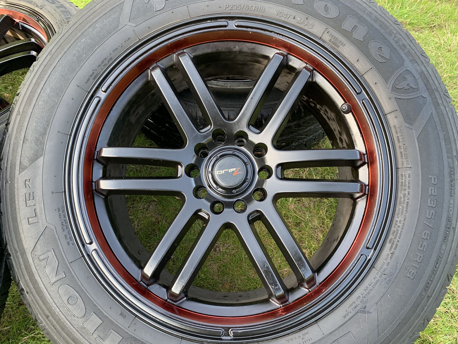 rims Drifz Wheels 207B FX 18x8 Black with Red 35mm Offset